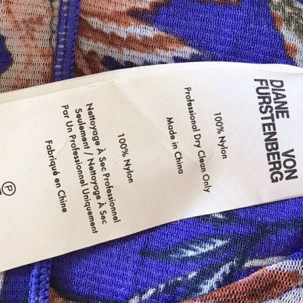 DIANE VON FURSTENBERG Canton Electric Blue Floral Ruched Midi 2pc Dress - Picture 4 of 7